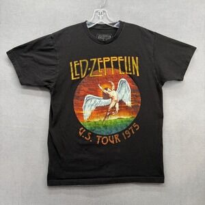 Led Zeppelin T-Shirt Mens Large US Tour 1975 Icarus Graphic  Black Cotton 2020